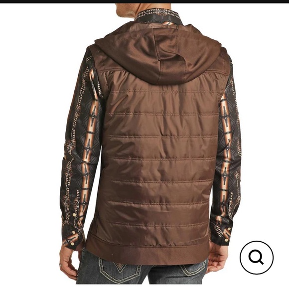 Rock and Roll Cowboy mens puffer hooded vest - Picture 2 of 10